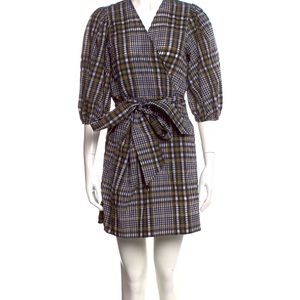 Gianni Seersucker Mini Dress DK 38 green, black, white